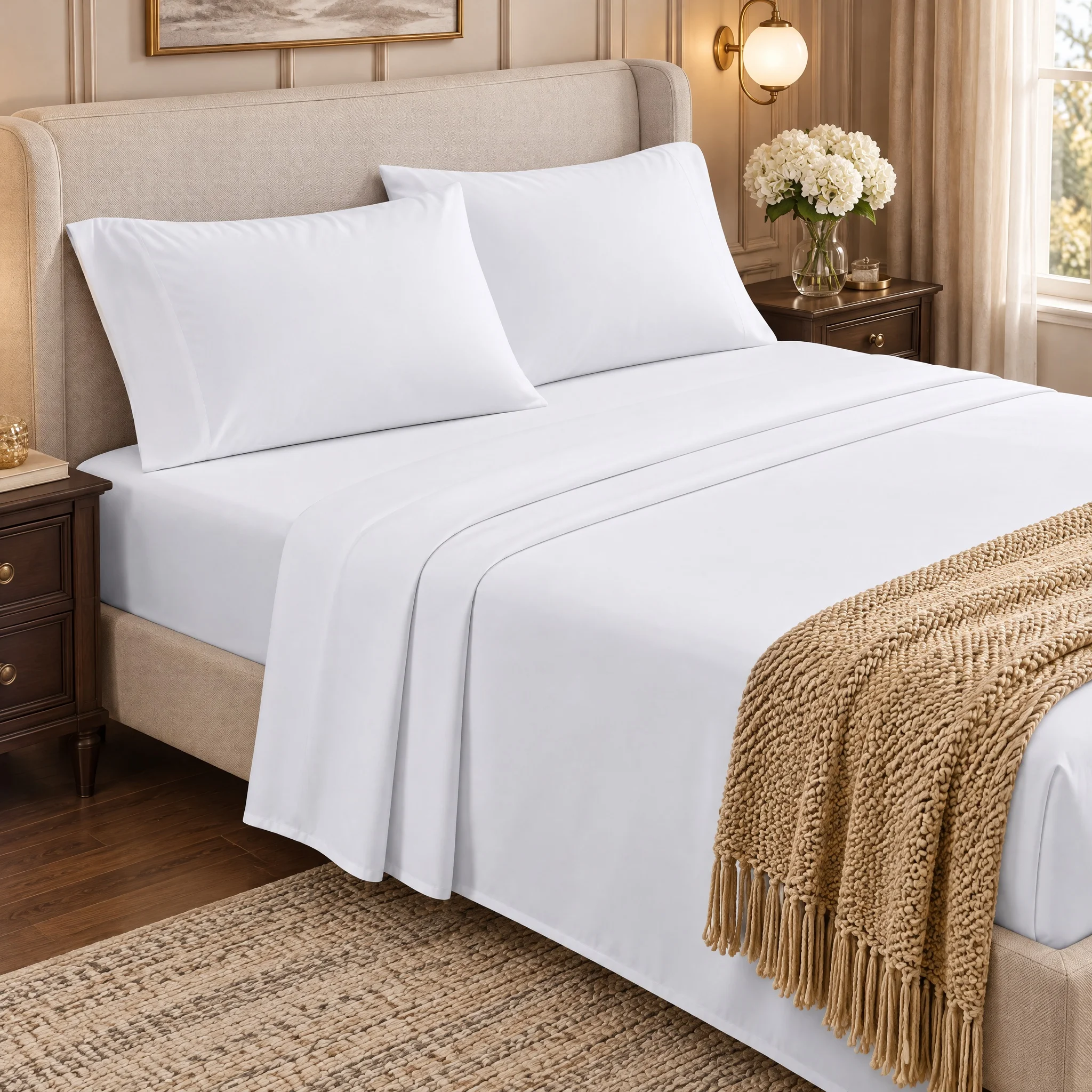 Plush Comfort 4-Piece Bed Linens Set, Deep Pocket Design, Wrinkle Resistant Bedding, All Season Bedroom Decor, Contains Fitted Sheet, Flat Sheet & Pillowcases, Multiple Sizes Available