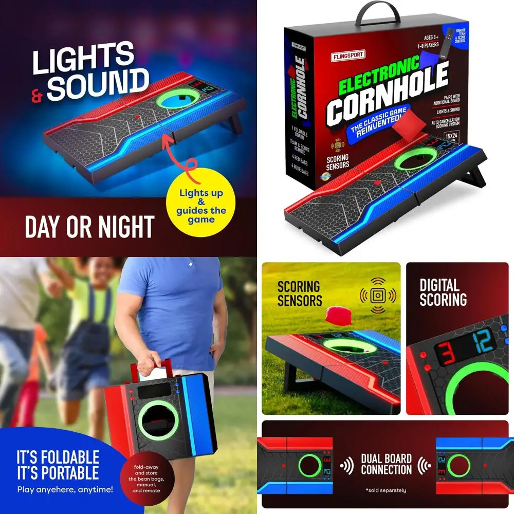 

Набор электронных досок Cornhole Board, автоматическое очков, включает 1 доску с кукурузными отверстиями, 1 пульт дистанционного управления и 8 мешков с фасолью, идеи, подарки на день рождения для детей, подростков