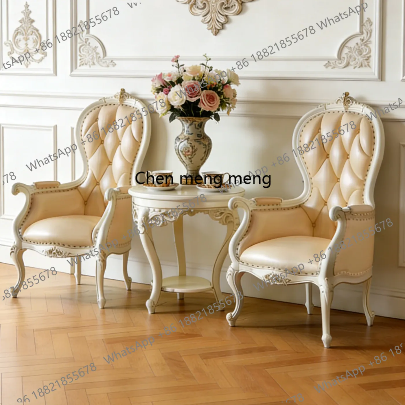 

European solid wood coffee chair American hotel club living room negotiation tea table sofa leisure chair