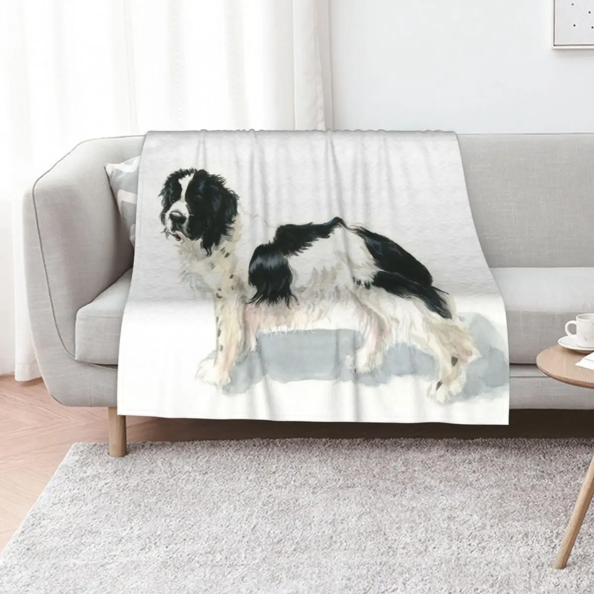 

The Landseer Newfoundland Dog Throw Blanket Beautifuls warm winter Luxury Brand blankets ands Blankets