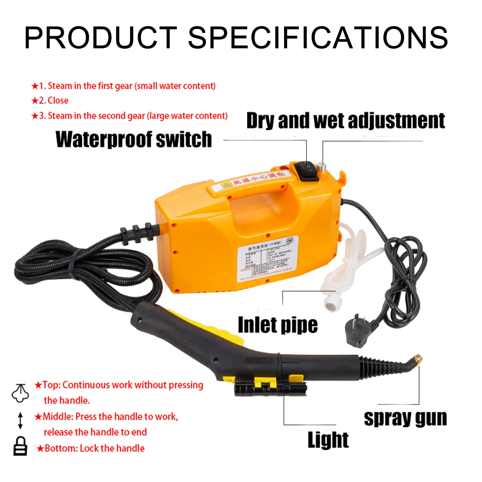 2600W Multi-purpose electric  high temperature pressurized steam cleaning machine portable upgrade stram cleaner