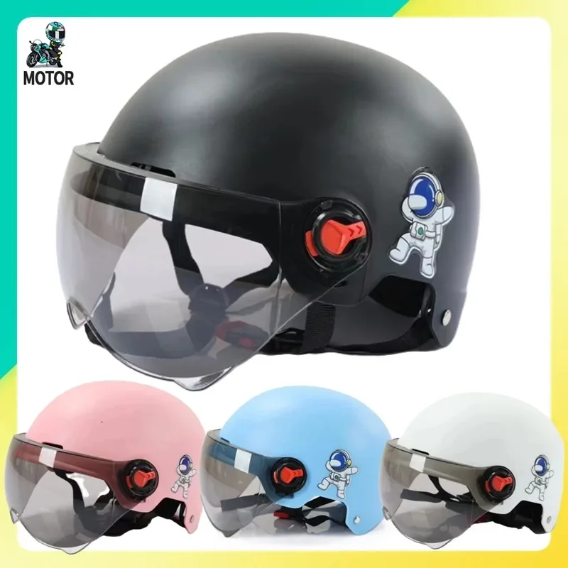 Motocross Helmet Men Woman Safety Universal Electric Motor Car Scooter Bike Open Face Half Anti-UV Anti-Fall Hat Goggles Helmet