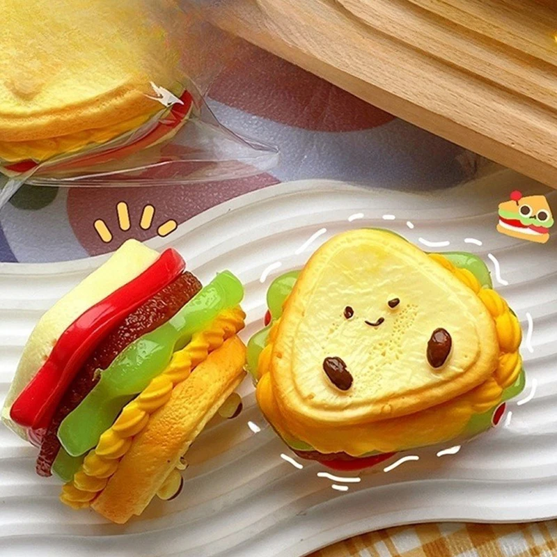 Cartoon Simulatie Sandwich Toast Knijpen Decompressie Speelgoed Leuke Hamburger Zachte Mochi Speelgoed Fidget Speelgoed Kind Volwassen Geschenken