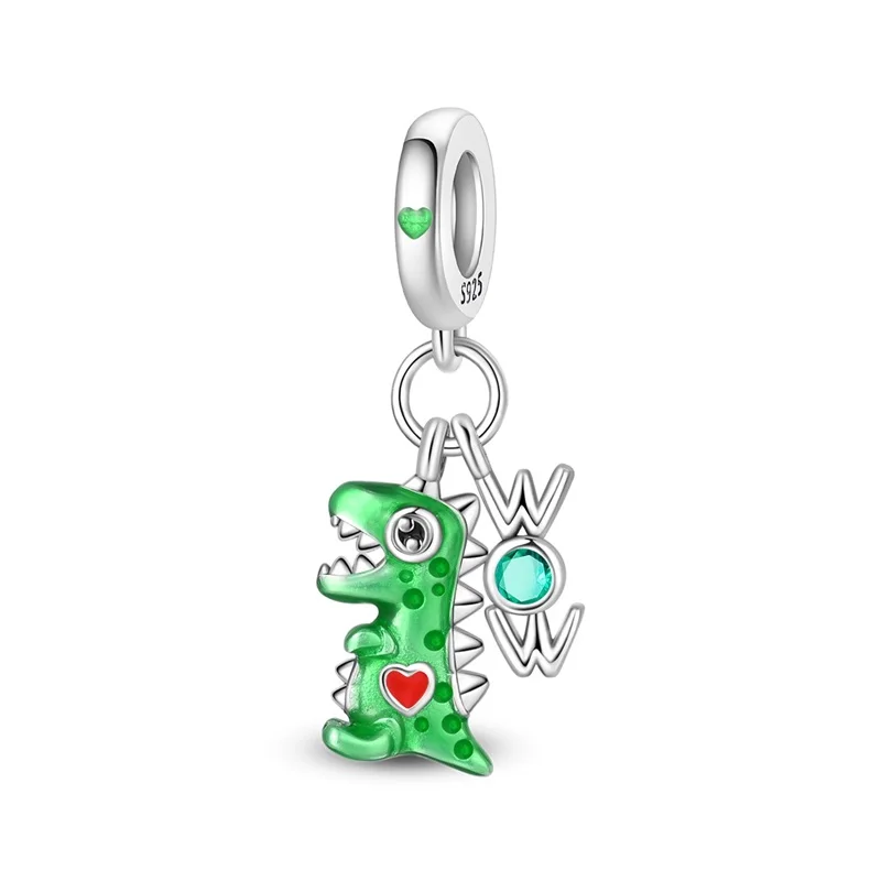 

New 925 Sterling Silver Surprise Dinosaur Charms Pendant For Women Fit Original Bracelet DIY Birthday Party Jewelry Gift