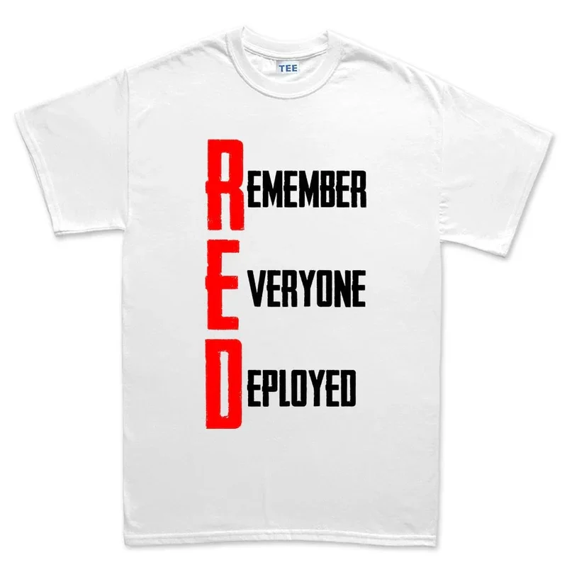 Camiseta de algodón blanca para hombre, estilo Remembrance, deportiva, informal, fitness, ajustada, Remember Everyone Deployed