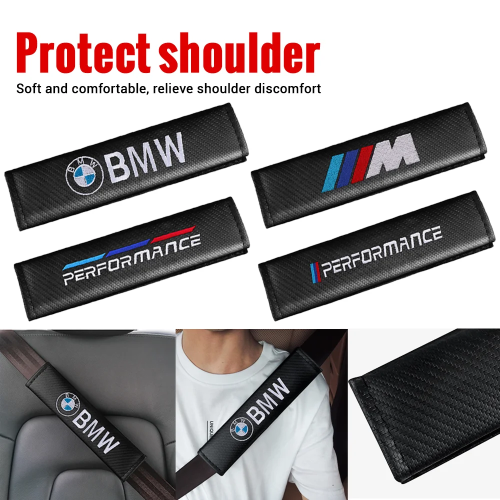 2pcs Car Seat Belt Covers Shoulder Protector Cushions For BMW Series M Performance M3 M5 M6 F01 F20 F10 F13 E30 E34 E36 E60 X5