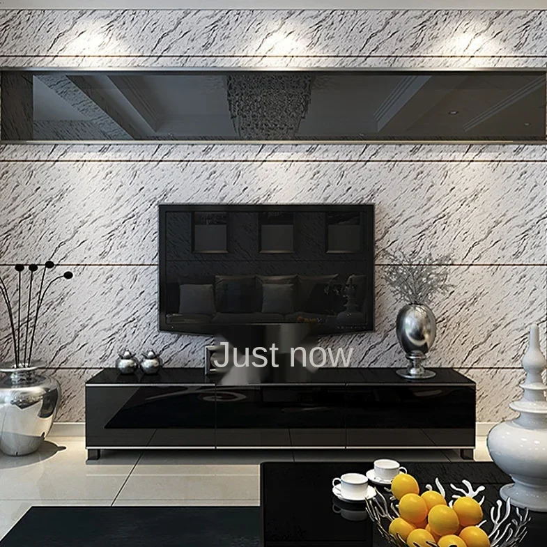 Modern imitation marble tile wallpaper simple 3D three-dimensional film and television wall bedroom living room TV background