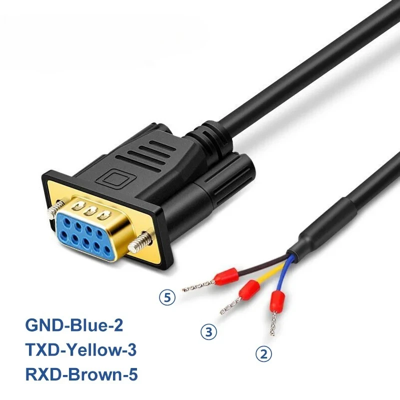 DB9 RS232 Serial Straight Cable 0.5/1/3/5/10M Nickel Plated Data Cable 9pin Male Female to 3-cores Gold Plated Plug Connector