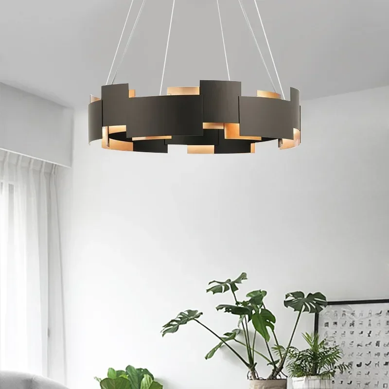 Novelty Black Gold Metal Pendant Lights 60/80cm Living Room Dining Room Bedroom Hanging Lamp E14 Bulb Cord Adjustable