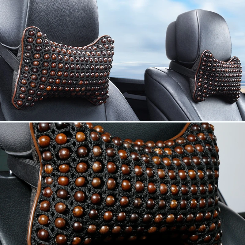 2025 New Car Head Neck Pillow Summer Cool Bodhi Beads 3D Massage Head Cushion Cervical Pain Relief & Anti-fatigue Auto Headrest