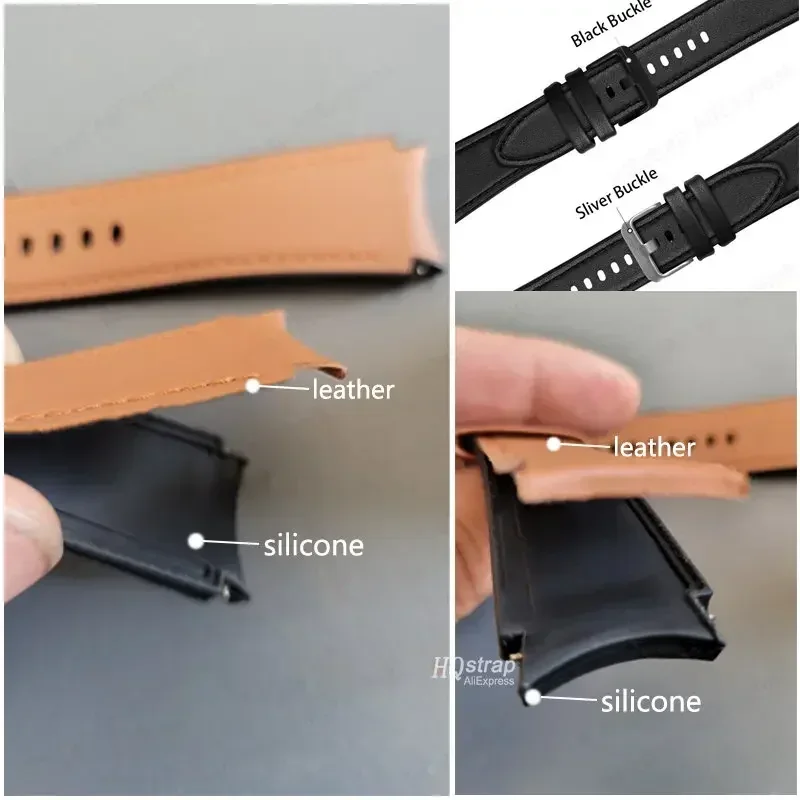 20mm Watch Strap for Samsung Watch 4 5 6 40mm 44mm Bracelet for Samsung Galaxy Watch 5 Pro Classic 42 46 43 47 Silicone+leather