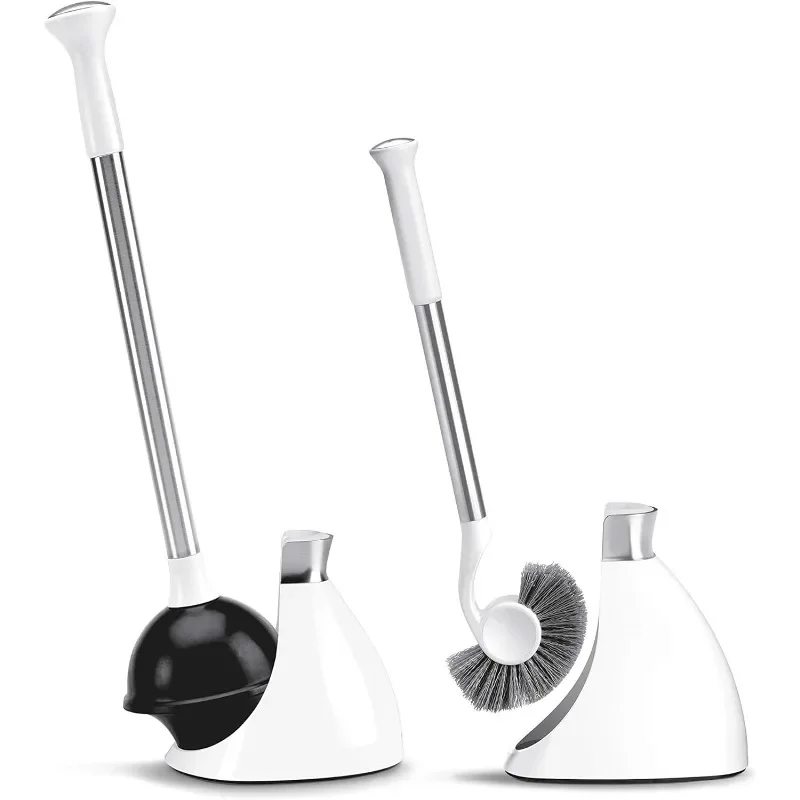 Plunger and Toilet Brush Bundle, White