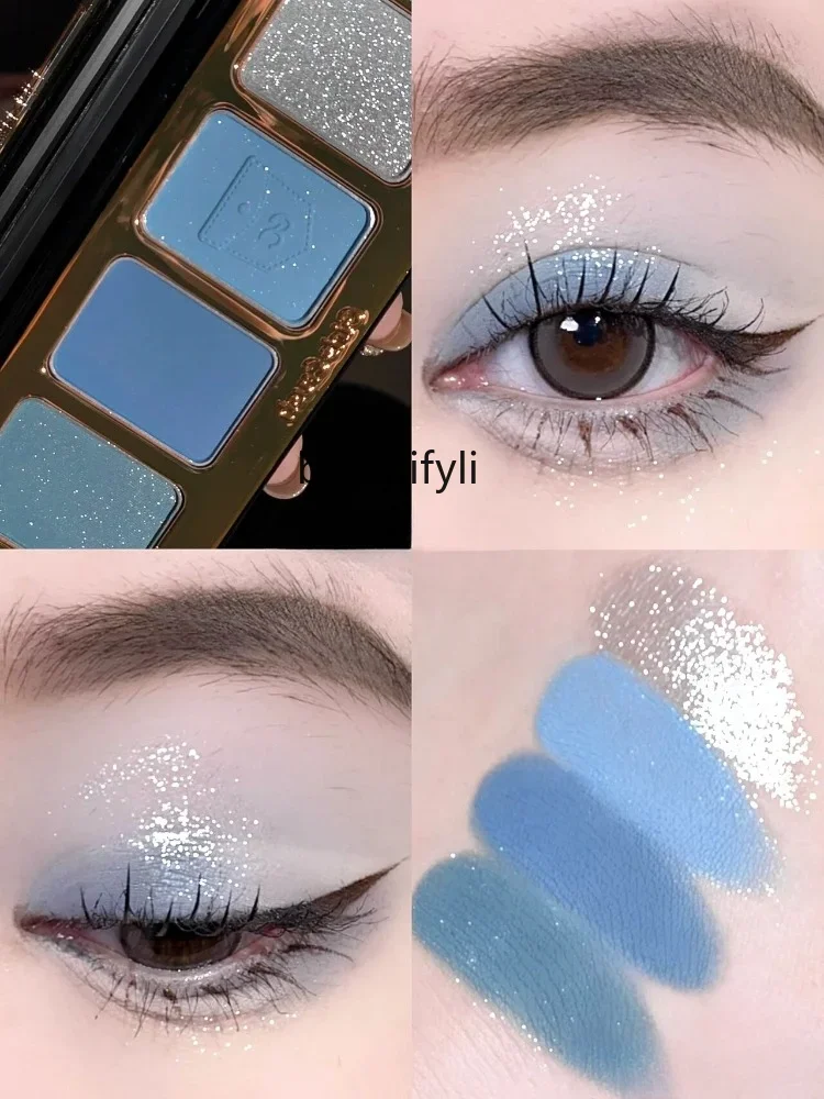 yj Eye Shadow Sample Denim Blue Four-Color Eye Shadow Split Plate