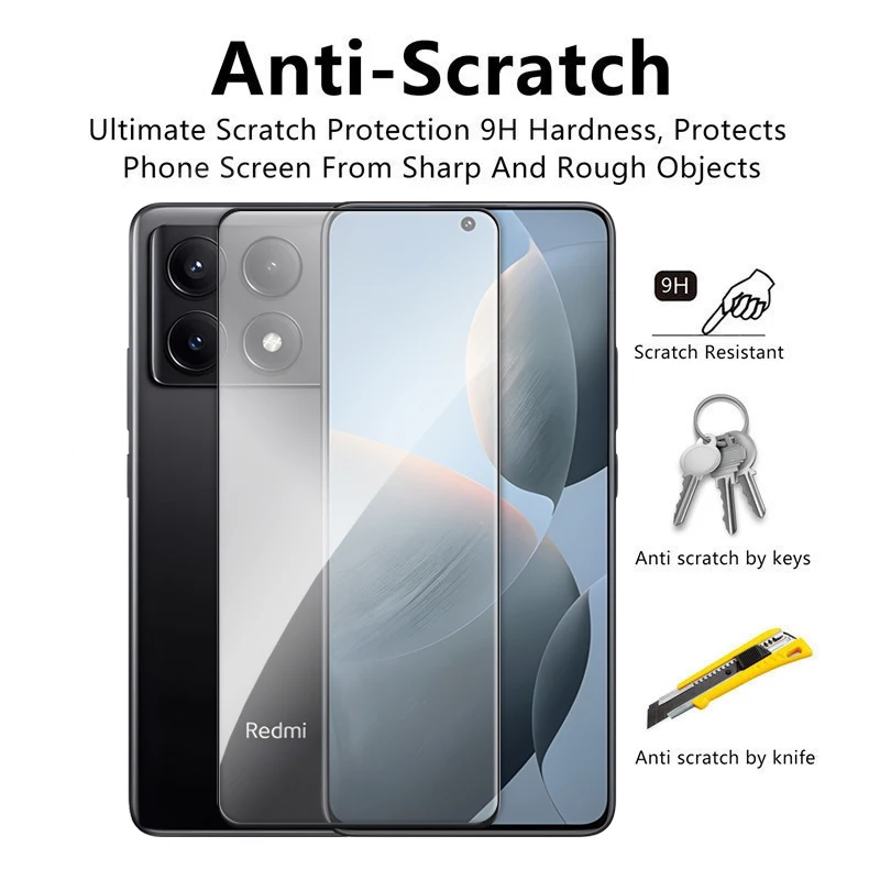 4in1 For POCO X6 Pro 5G Glass For POCO X3 X4 GT X5 X6 Pro Tempered Glass 2.5D Full Cover Screen Protector For POCO X6 Pro Film