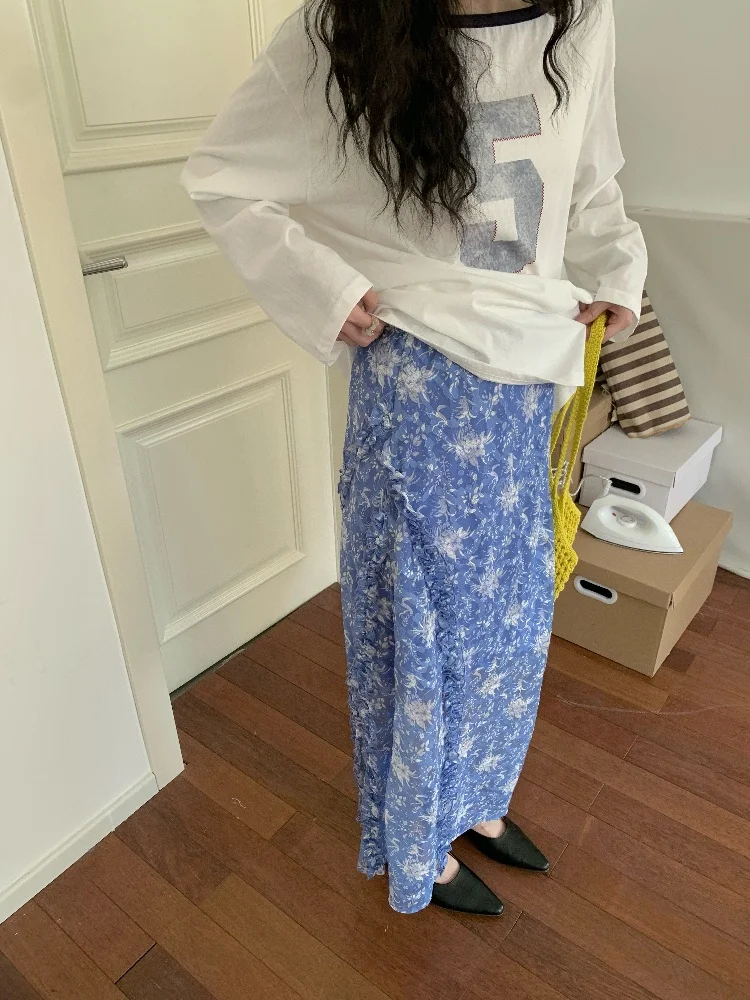 

Fullmoon High Waist A-Line Midi Skirt Floral Print Bodycon Long Skirt 2025 Small Size Women's High Waist f Body Skirt