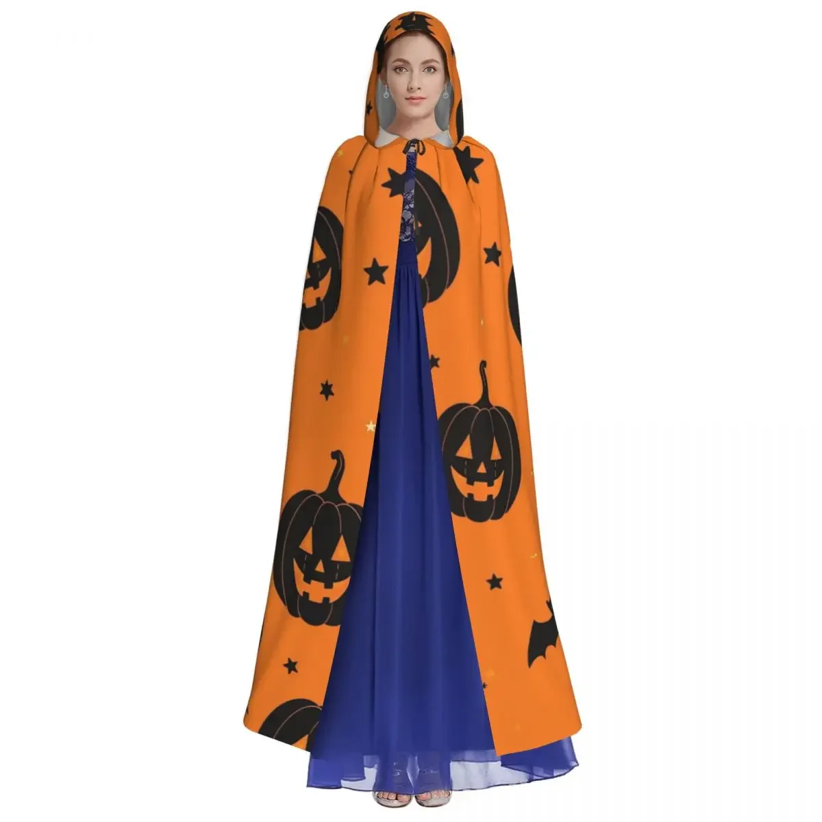 Customization Aldult Spooky Pumpkin Halloween Cartoon Cloak With Hood Grim Reaper Robe Costume For Party