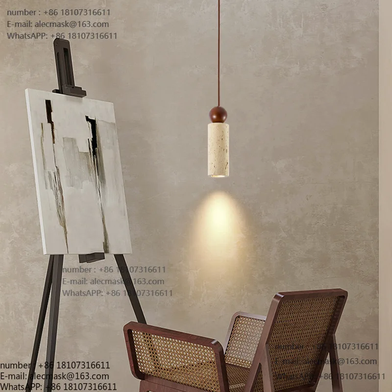 

Modern Japanese style creative yellow travertine bedroom bedside chandelier Japanese style homestay chandelier creative