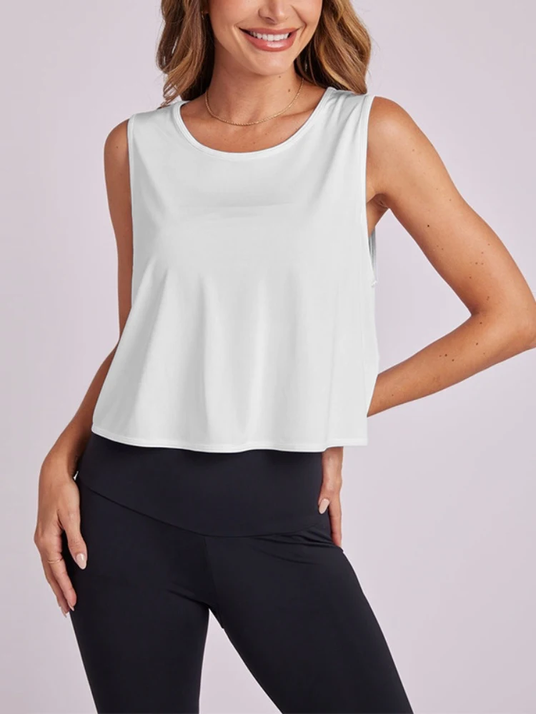 Summer Breathable Racerback Yoga Tank Tops Women Workout Gym Fitness Vest Quick Dry Running Sport Sleeveless Shirts Customize image 6