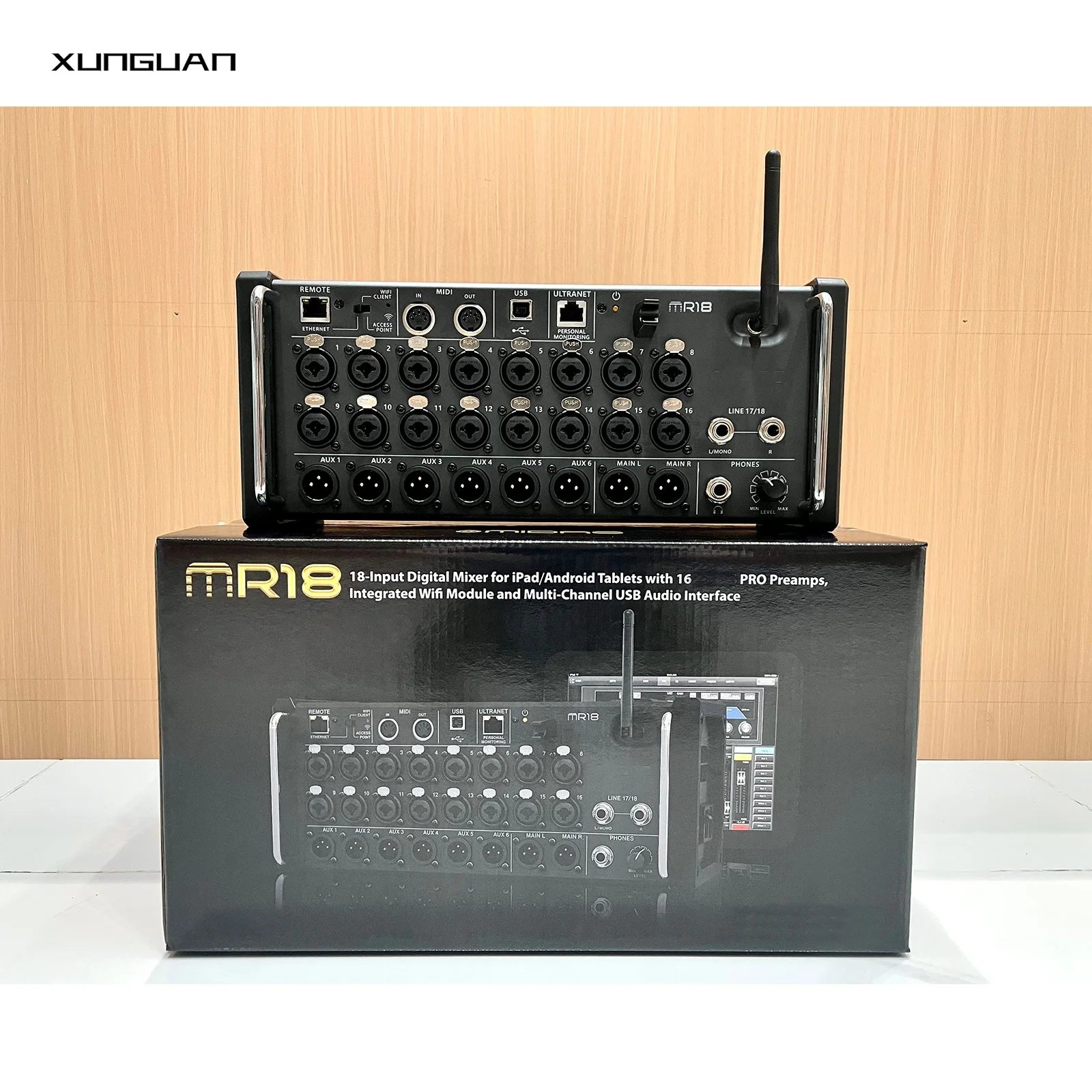 MR12/MR18 with a Fan New Version 12/18 channel Digital Audio Console Mixer 12-Bus Integrated WiFi Module/USB Stereo Recorder