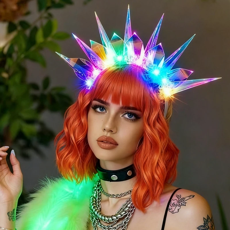 

Glowing LED Headpiece - Multicolor Light Up Hairband for Christmas & Halloween - Rave Party Night Club Accessories