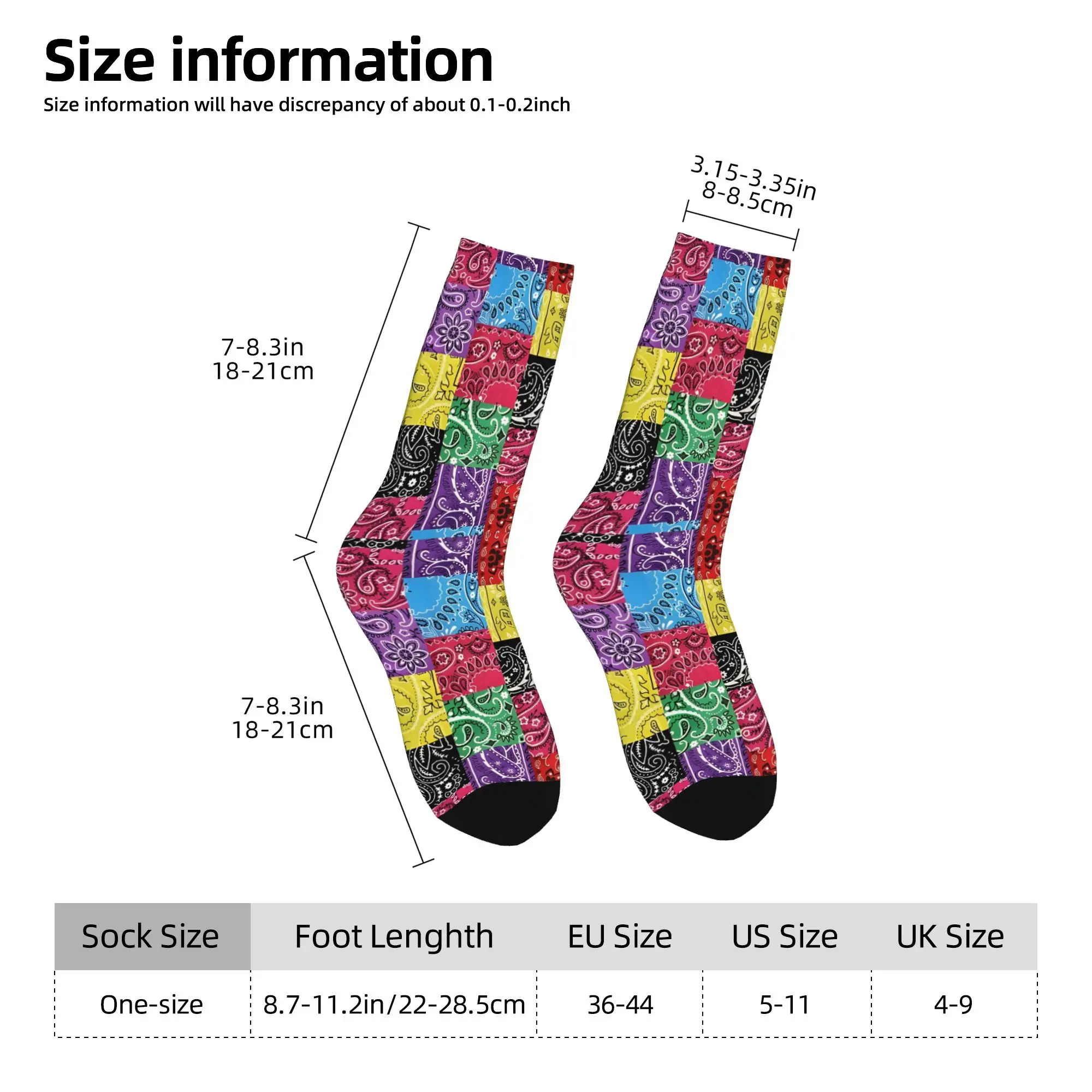 1pc Paisley Patchwork Boho Hippie Printed Men's Socks  Novelty Hip Hop Harajuku Pattern Crew Sock Casual Gift