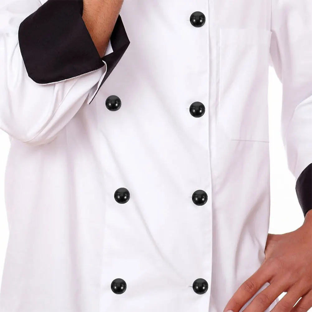 50pcs Chef Coat Buttons Plastic Round Studs For Uniform Replacement Durable Wash Resistant Repair Kit Jacket Suit Workwear