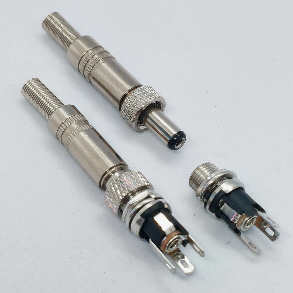 5 Stück 12 V DC Metall-Verlängerungsstecker 5,5 x 2,1 mm 5,5 x 2,5 mm männlich-weiblicher Klinkenstecker für CCTV-Sicherheitsmonitor – Detail 4