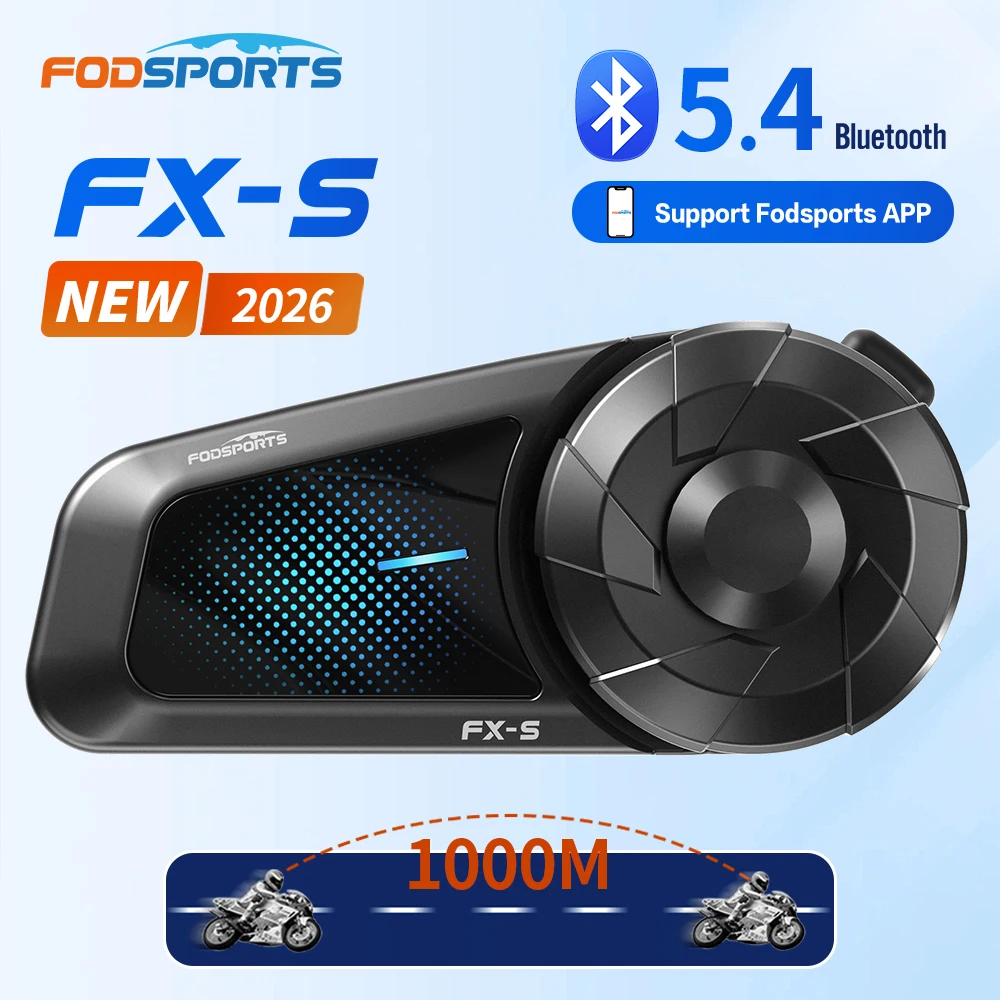 Intercom Bluetooth pour casque de moto Fodsports FX-S, 1000M, BT5.4, compatible avec l'application.