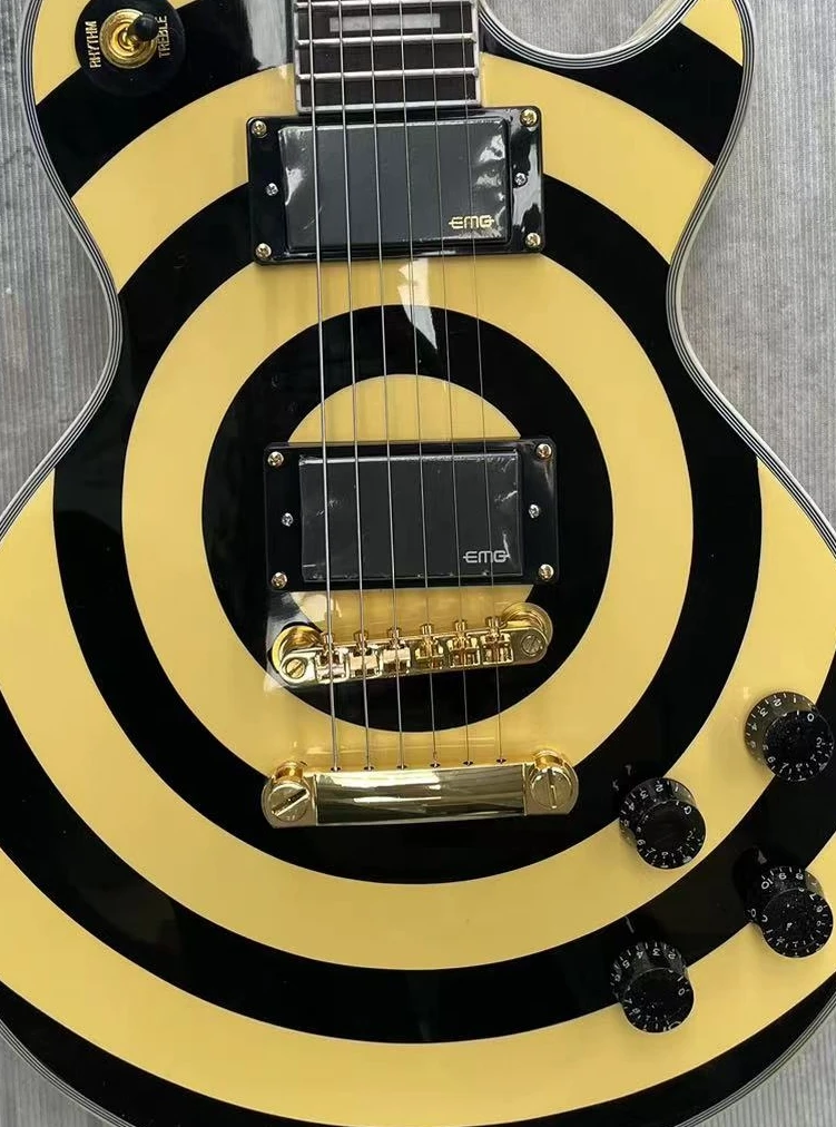 Electric guitar, made in China, yellow, black circle, 3 days delivery, hot