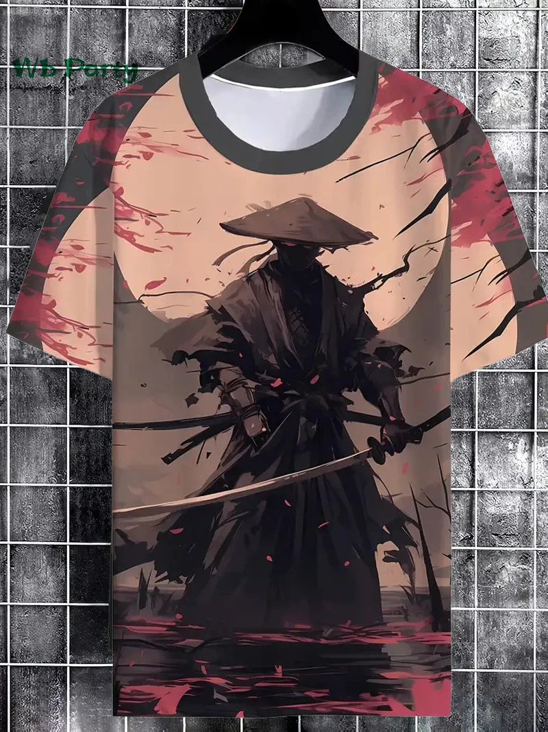 

Men's T-Shirt 3D Samurai Print Short Sleeved T-Shirt Japanese Ukiyo-E Pattern T-Shirt Men's Casual Tee Oversized Men's Clothing