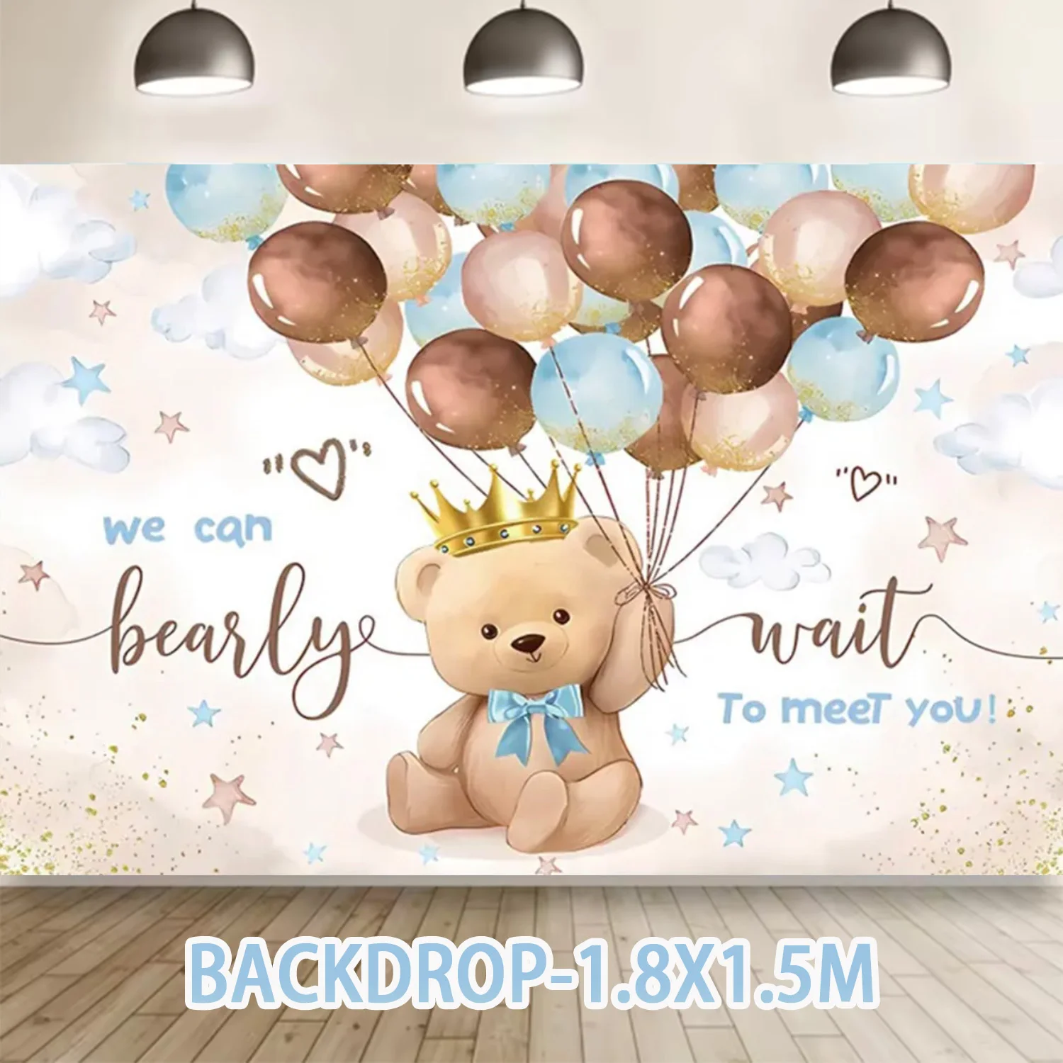 Blue Teddy Bear Baby Shower Tableware "We Can Bearly Wait" Paper Plates Cups Napkin Tablecloth Boys Gender Reveal Party Supplies - view 6