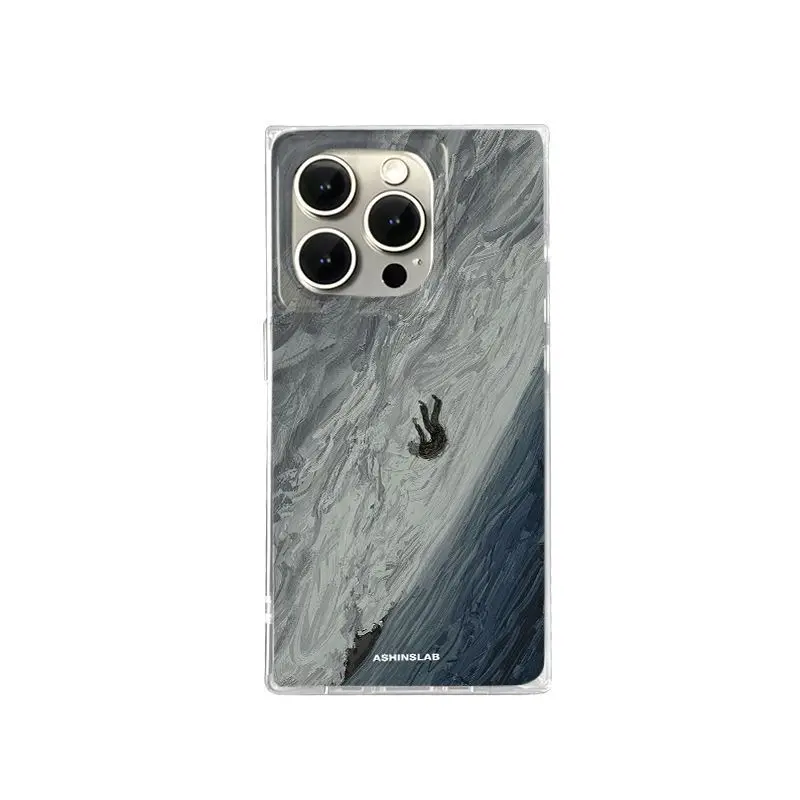 深淵への落下 油絵風スマホケース iPhone17 16 15 14 13 12 11ProMax PLUS AirINS 透明 長方形 ソフトカバー