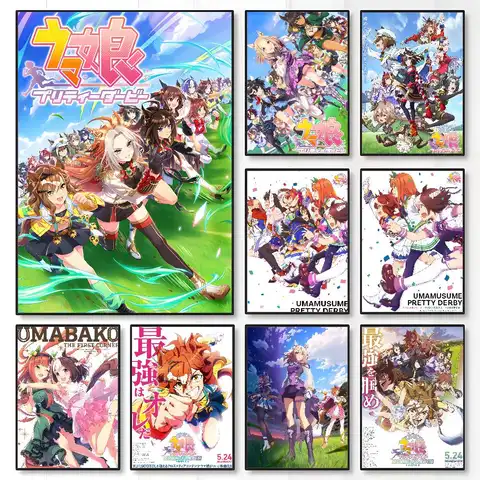 Game U-Uma Musume Pretty Derby Poster High Quality Dorm Living Room Aesthetic Wall Decoration Painting Stickers Gift