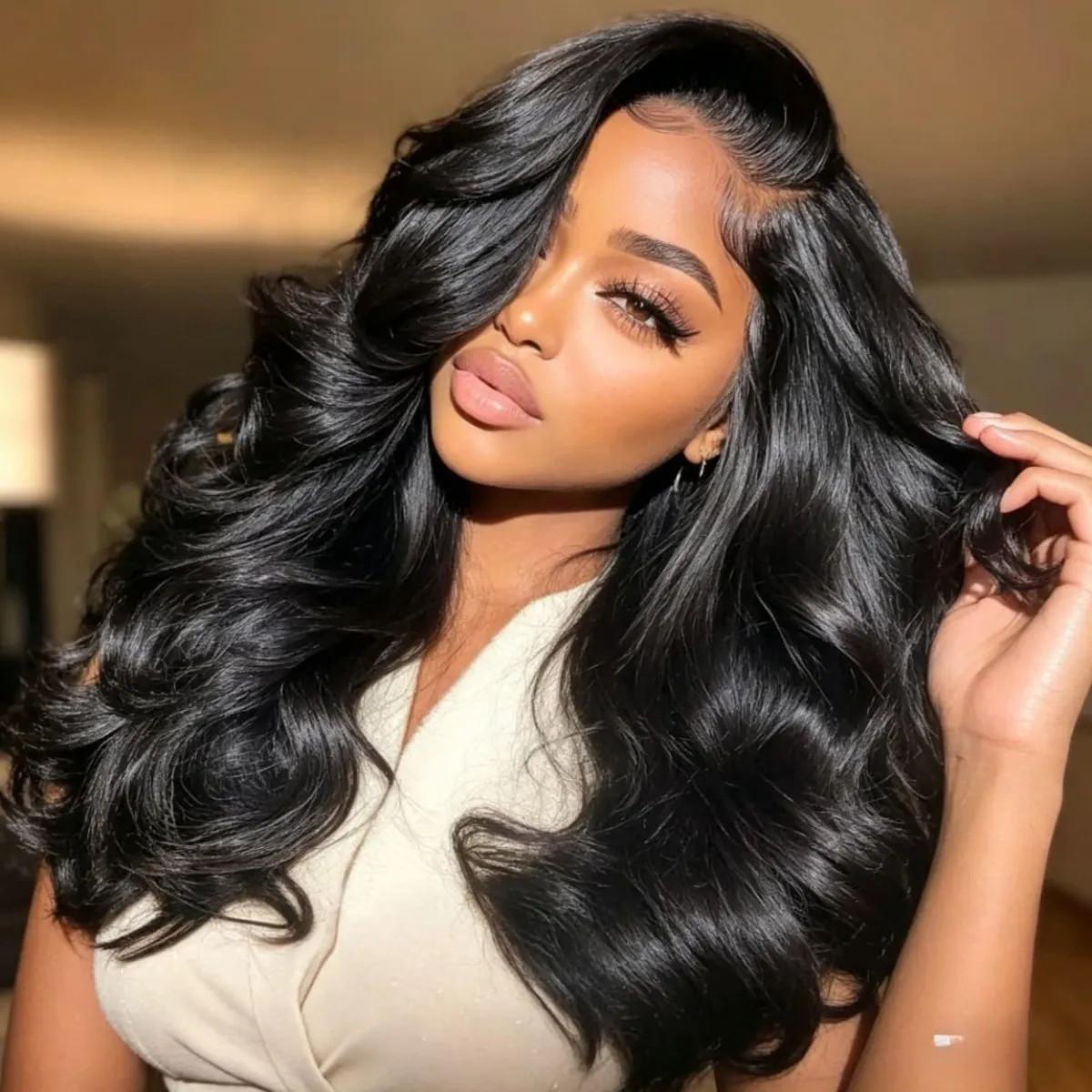 

Парик Body Wave с кружевной передней частью из натуральных волос с эффектом Baby Hair, плотность 250%, 12A, HD, черный, 13x4, без клея, для женщин