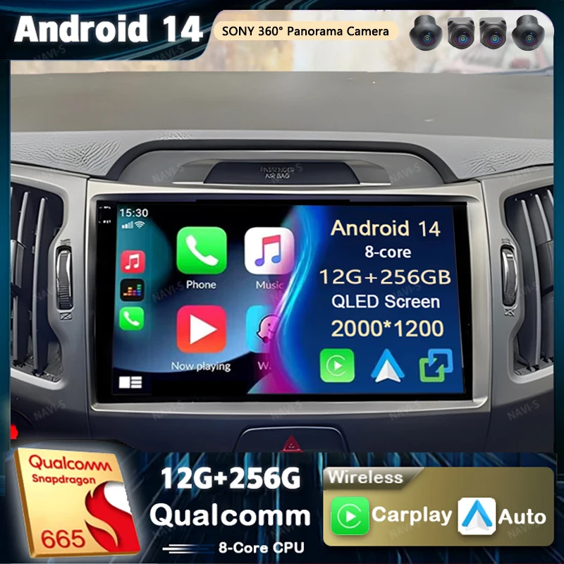 

Android 14 For KIA Sportage 3 2010-2016 2015 2K QLED AI Voice Wireless CarPlay 4G Stereo Auto Radio Car Multimedia Video Player