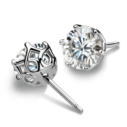 LESF Moissanite Diamond Earrings Round 925 Sterling Silver 2 Ct Women Cute Romantic Anniversarv Gift
