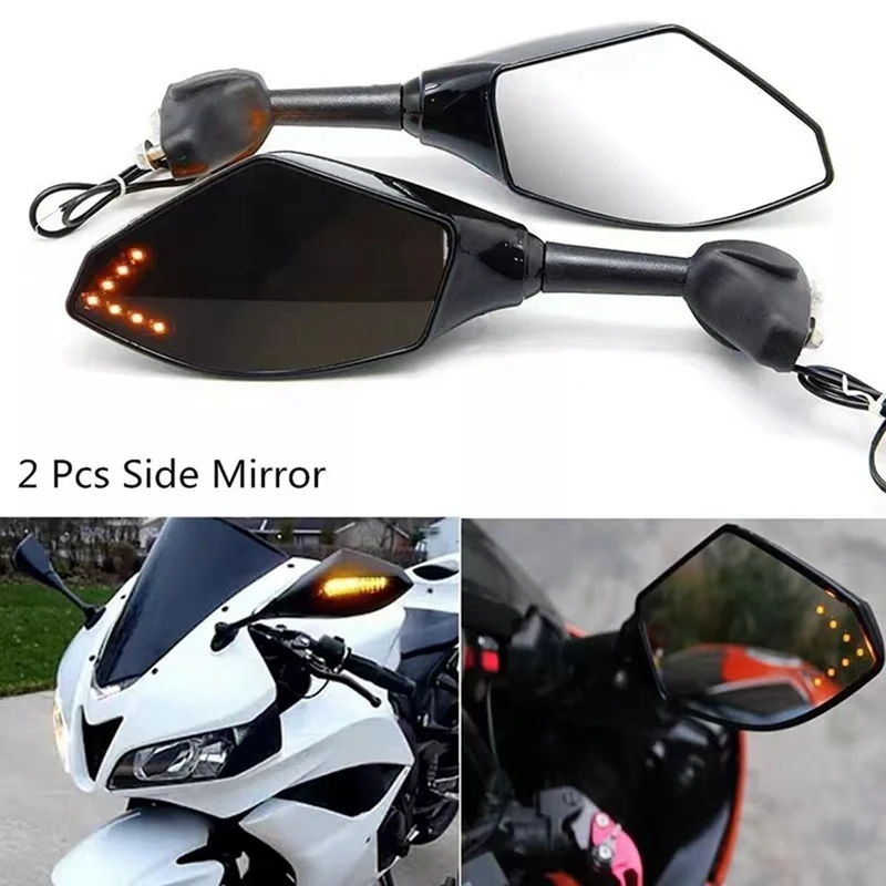 

T18C Motorcycle Side Mirror With Steering Indicator Light For The Screw Position Is 2.2Cm-6.5Cm Motorcycle Modified Mirror