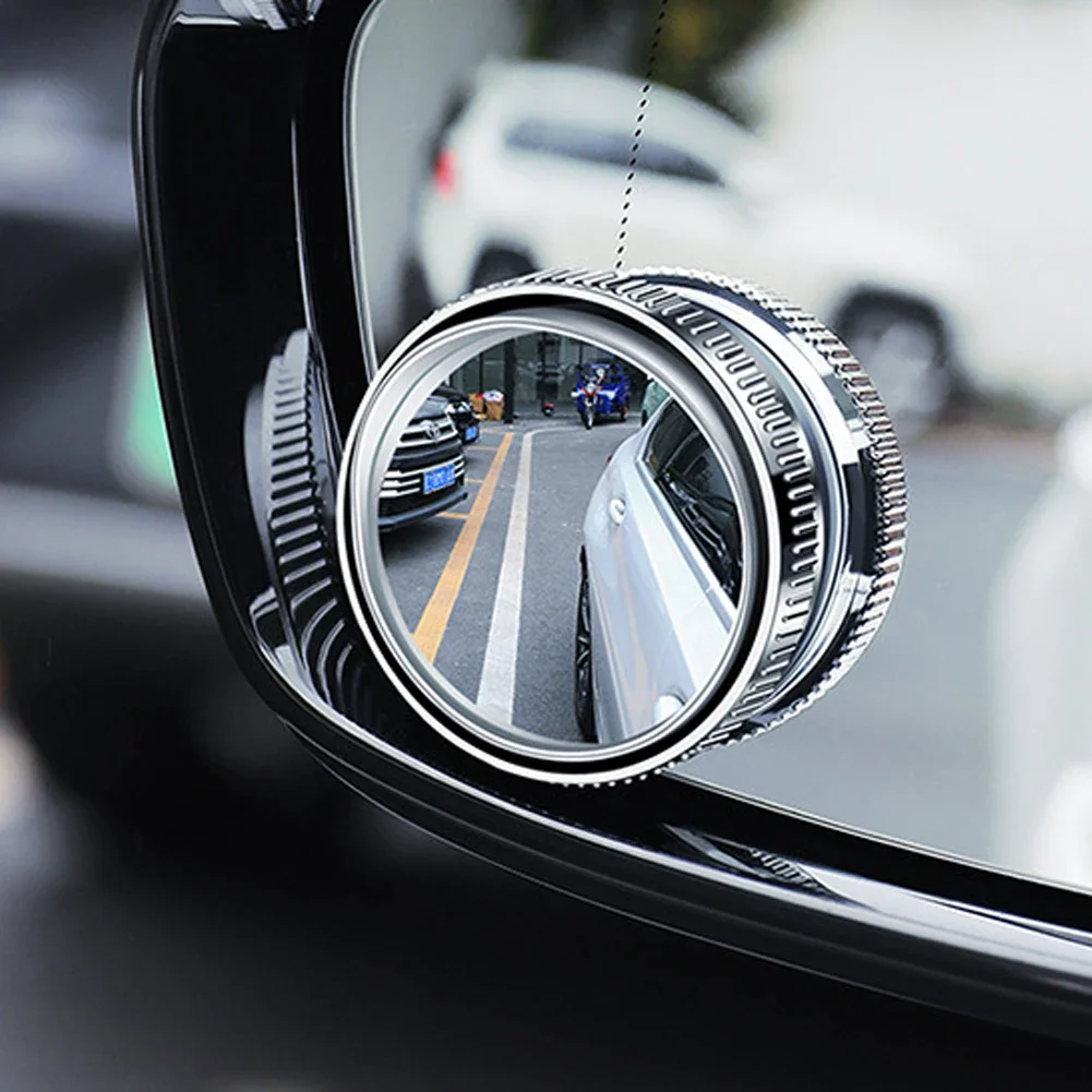 Car 2Pcs 360 Rotating Blind Spot Rear View Mirror Suction Cup Convex Mirror Wide Angle Adjustable Round Mirror