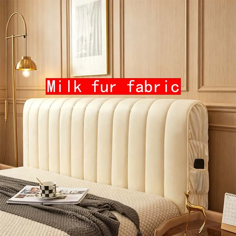 1 Piece Thick Quilted Cotton Bed Headboard Cover, Milk Velvet Full Wrap Elastic Anti-Collision Headboard Cover, Removable and Washable Household Dustproof Bed Backrest Cover, Four-Season Warm Bed Headboard Protector, Solid Color Bed Headboard Cover, Bedroom Soft Decor Item