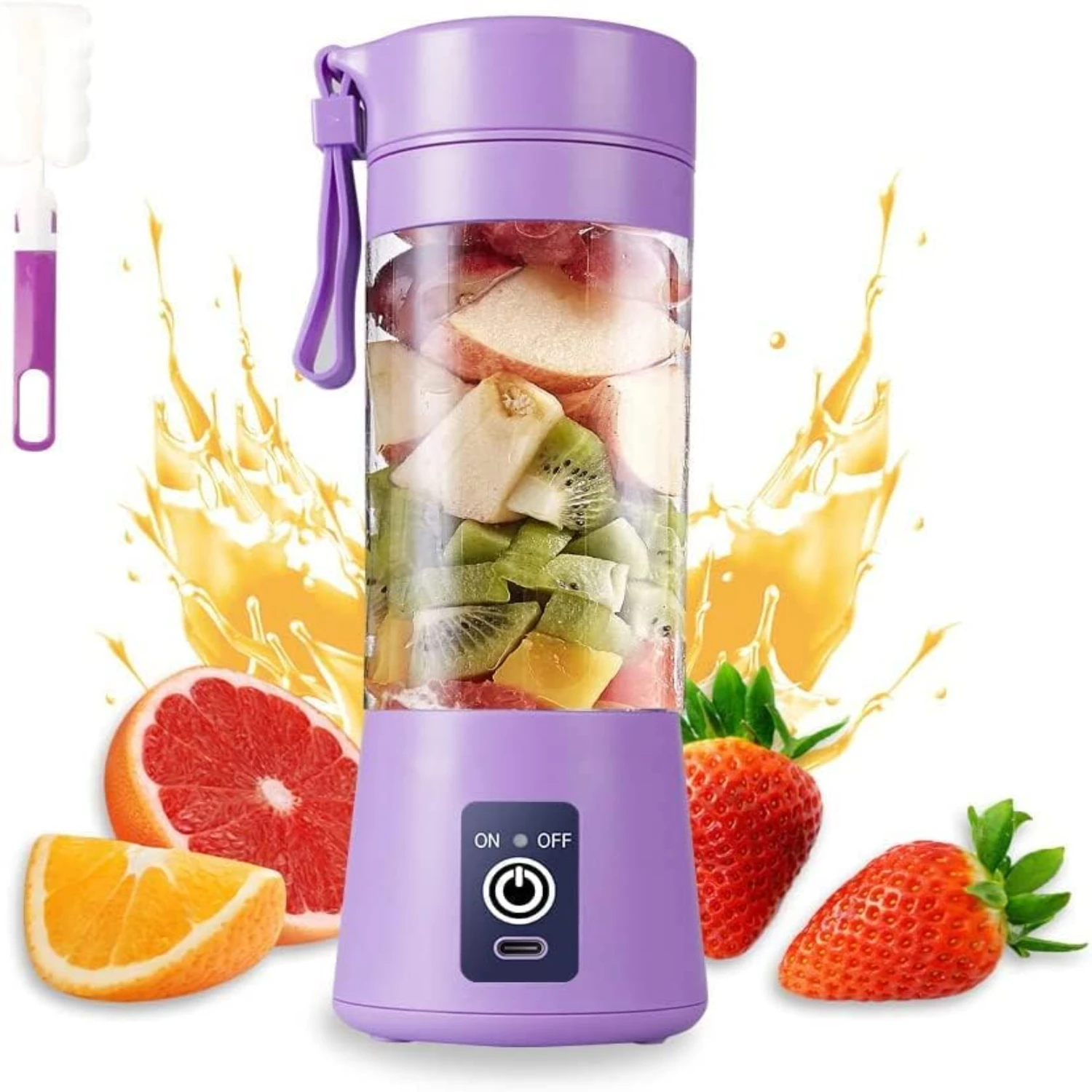 

Compact Portable Mini Juicer Cup USB Rechargeable Personal Blender for Smoothies and Shakes