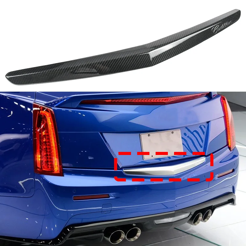 Car Exterior Accessories Real Carbon Fibre Trunk Trim Cover For Cadillac ATS ATSL ATSV