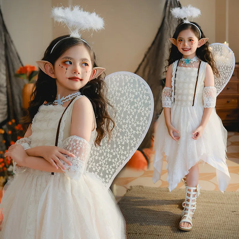

Halloween Costumes Girls Animal Party Cosplay Angel Dress Flower Fairy Wings Elf Kids Dress