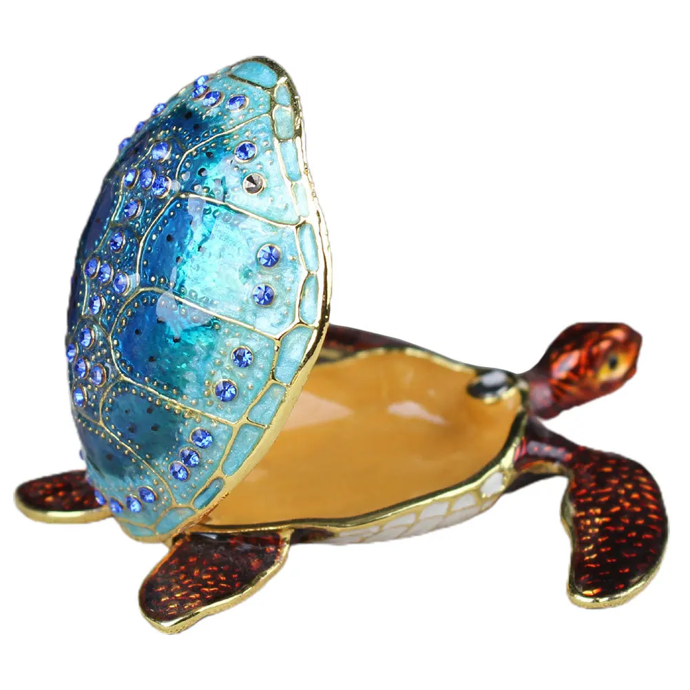 

Enameled Sea Turtle Jewelry Box Vintage Trinket Desktop Organizer Storage Case for Necklaces Bracelets Earrings