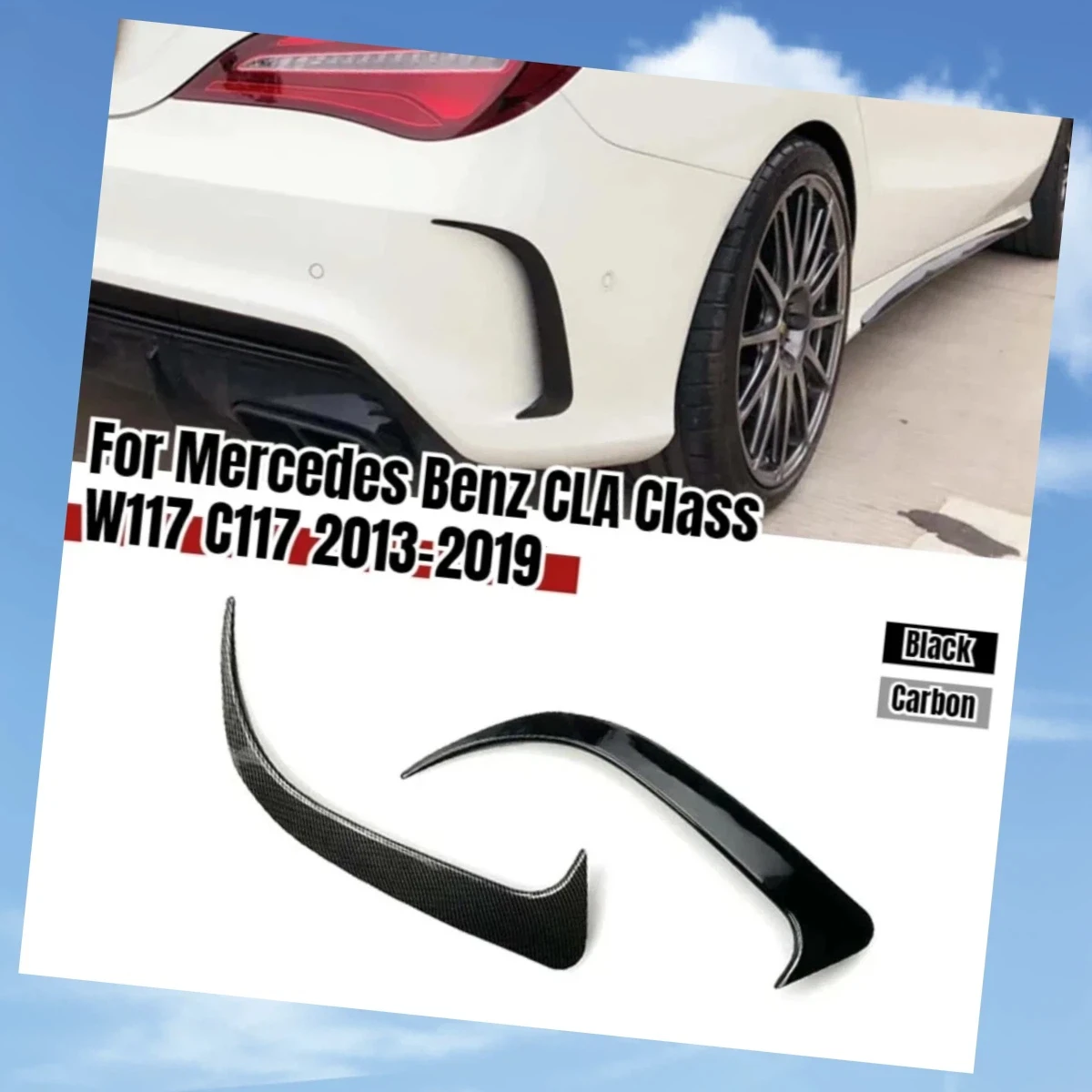 

For Mercedes Benz CLA Class W117 C117 CLA200 220 250 260 45 AMG 2013-2019 Rear Bumper Spoiler Canards Vents Cover Trim ABS
