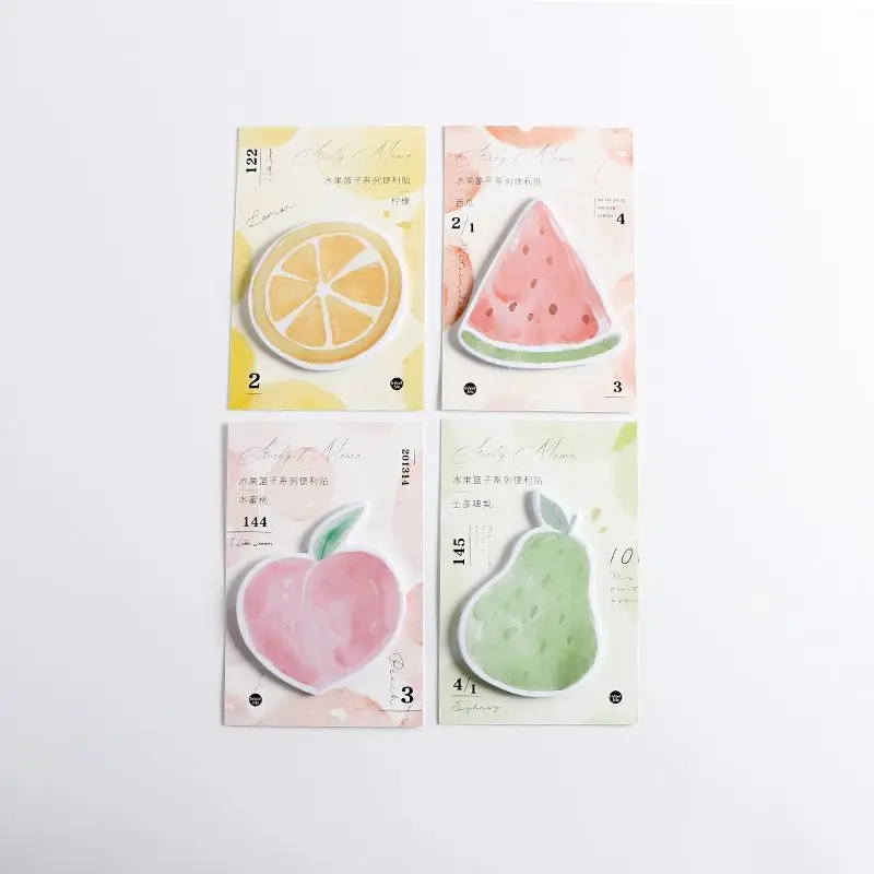 4 Pieces Cute Natural Fruits Sticky Note Memo Pad  Planner Sticker Stationery Decoration Adhesive