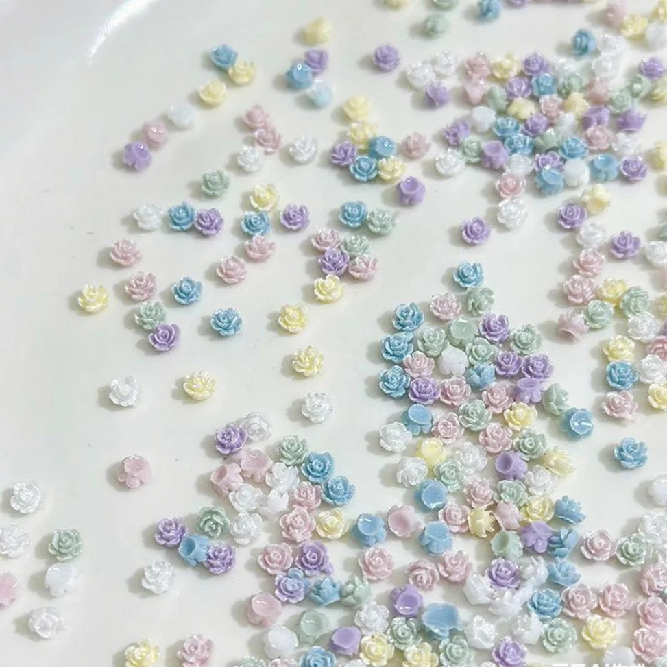 Diamantes de imitación de rosas en 3D para decoración de uñas, accesorios para manicura, manualidades, simulación de rosas, 100 piezas