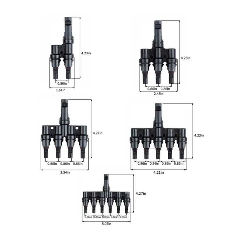 1 Pair T2/T3/T4/T5/T6 Male&Femal Branch PV Solar panel Cable Connectors 30A 1000V Electrical Photovoltaic Panel Wire Connector