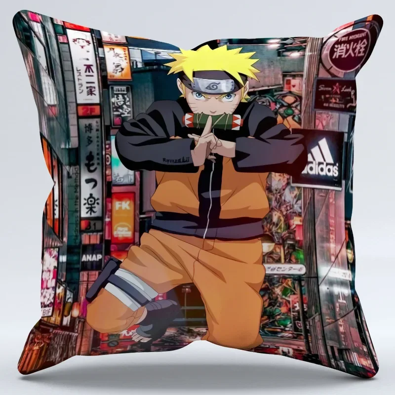 Uzumaki Naruto Plush Cushion Cover Pillowcase Decoration Cartoon Sasuke Pillowslip Cover Car Bed Room Decor Birthday Gift 2024