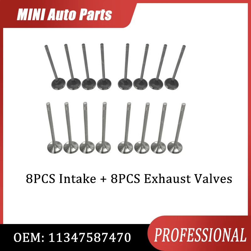 

11347587470 11347547187 16 PCS Intake and Exhaust Valves Kit for Mini Cooper R56 N14 2005-2010