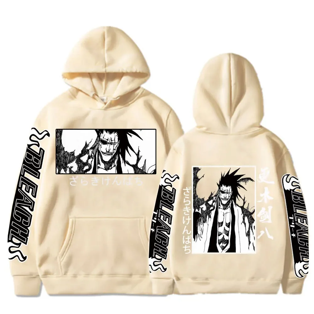 Japanese Anime Bleach Y2K Men Zaraki Kenpachi manga Hoodies Graphic plus size Funny Harajuku Cartoon Pullovers Male Sweatshirts